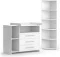Vicco Oskar Kinderzimmer Set mit Wickelkommode & Spielzeugregal – Umbaubare Babyzimmer Möbel Weiß