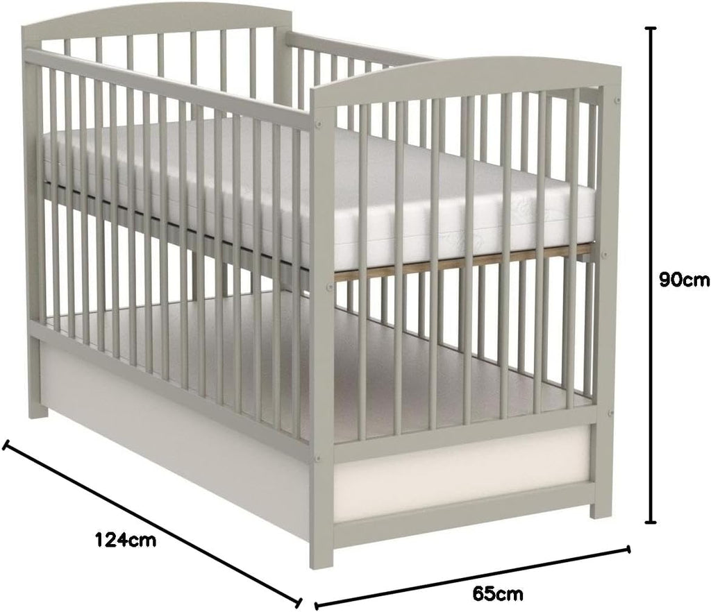 Love For Sleep Babybett 120x60 mit Matratze & Schublade, Höhenverstellbares Kinderbett aus Kiefernholz