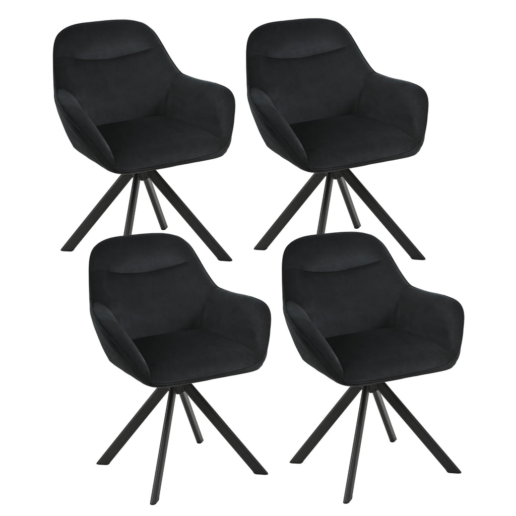 6er Set Esszimmerstühle Drehbar mit Armlehne, 360° Drehstuhl Polsterstuhl Samt Modern Küchenstuhl mit Metallbeine für Esszimmer, Wohnzimmer, Büro, Dunkelgrau