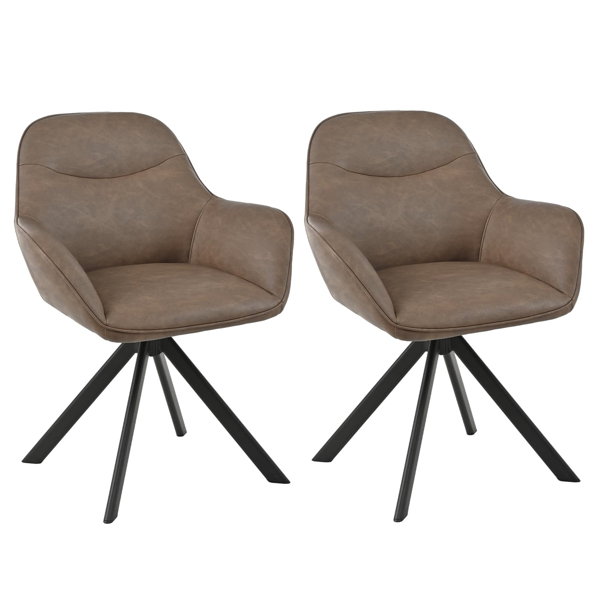 6er Set Esszimmerstühle Drehbar mit Armlehne, 360° Drehstuhl Polsterstuhl Samt Modern Küchenstuhl mit Metallbeine für Esszimmer, Wohnzimmer, Büro, Dunkelgrau