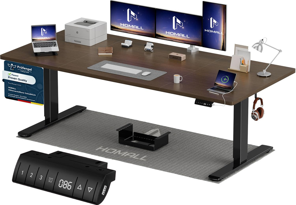 Homall Elektrischer Schreibtisch höhenverstellbar mit USB & Kabelmanagement – Standing Desk mit Memory-Funktion Weiß
