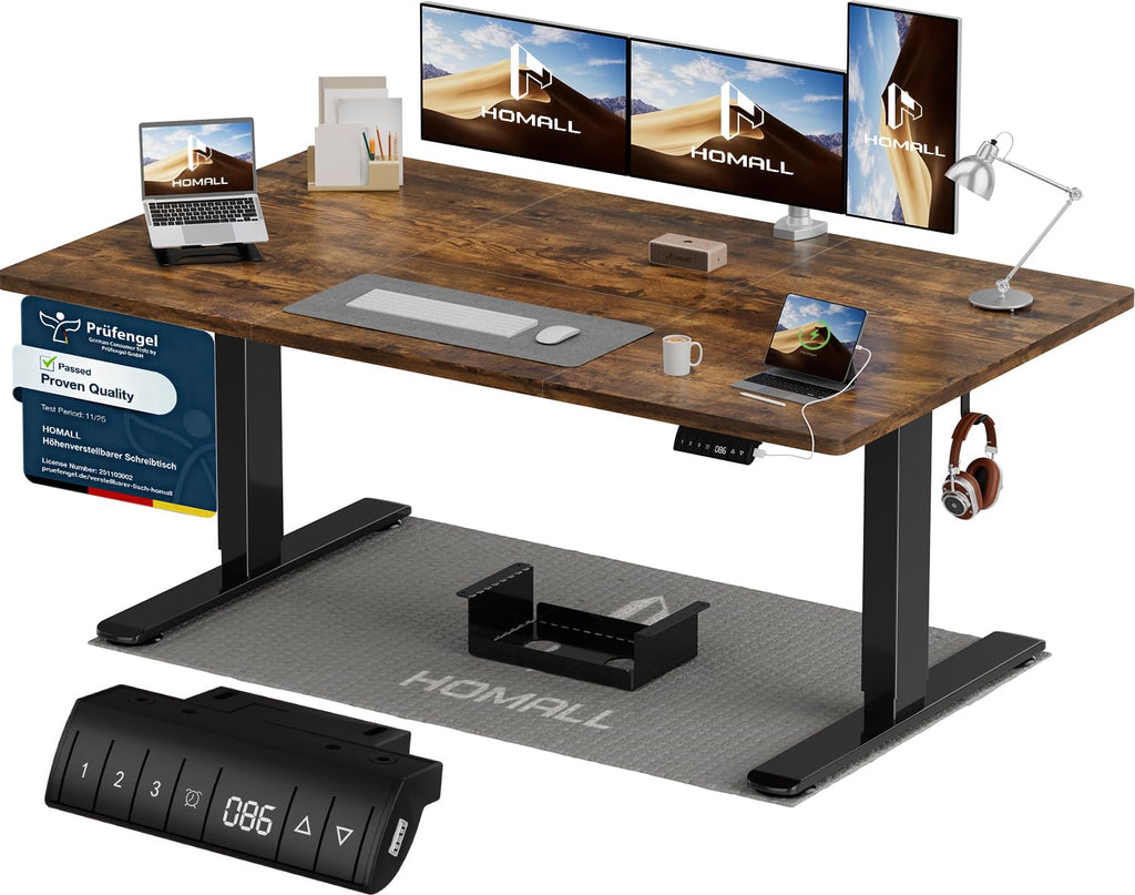 Homall Elektrischer Schreibtisch höhenverstellbar mit USB & Kabelmanagement – Standing Desk mit Memory-Funktion Weiß