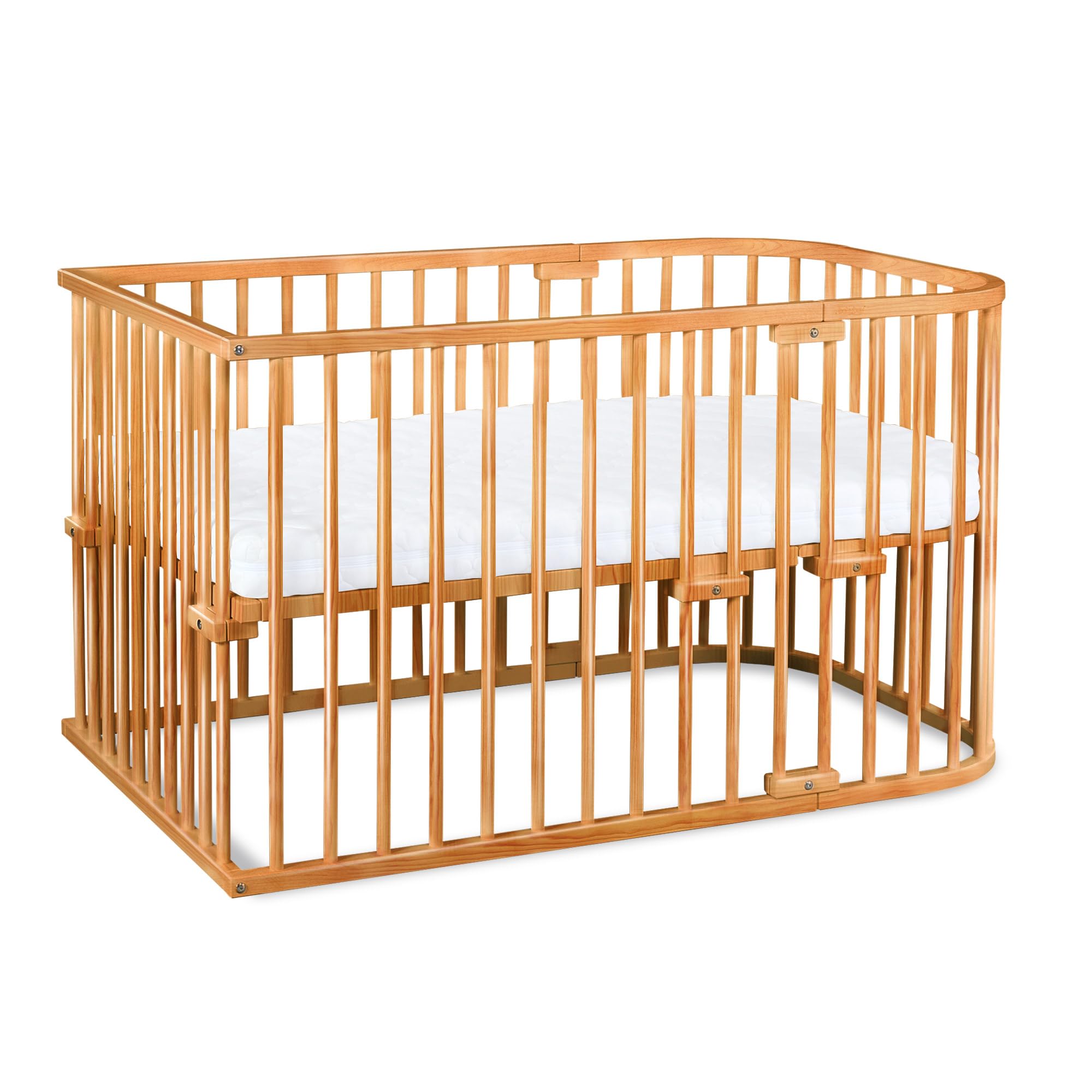 babybay Original Beistellbett aus massivem Buchenholz mit Matratze – Höhenverstellbares mitwachsendes Babybett