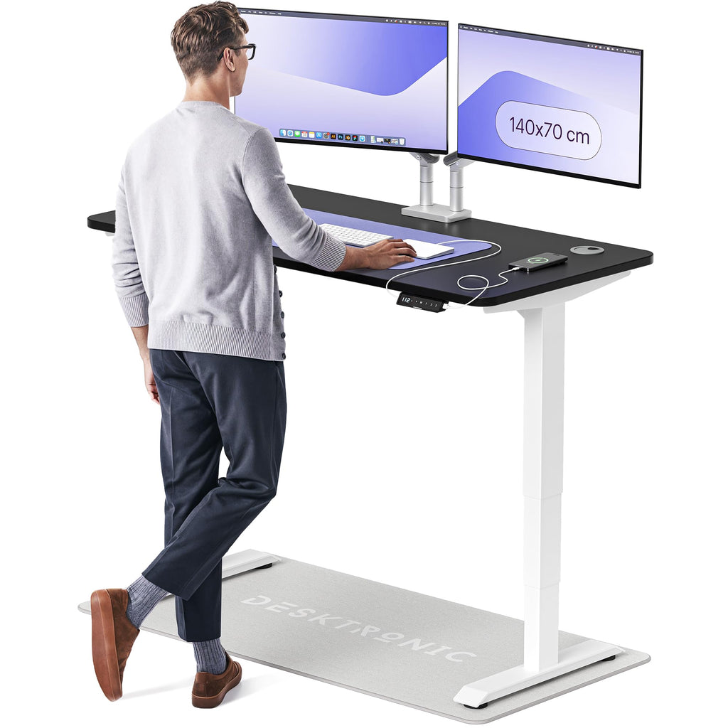 Desktronic HomePro Höhenverstellbarer Schreibtisch Elektrisch – Ergonomischer Steh Sitz Schreibtisch mit Dual Motor, Touchscreen, USB-A & USB-C