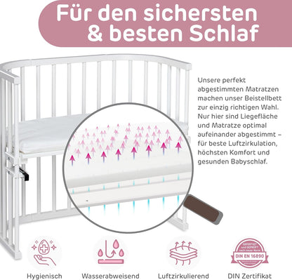babybay Original Beistellbett aus massivem Buchenholz mit Matratze – Höhenverstellbares mitwachsendes Babybett