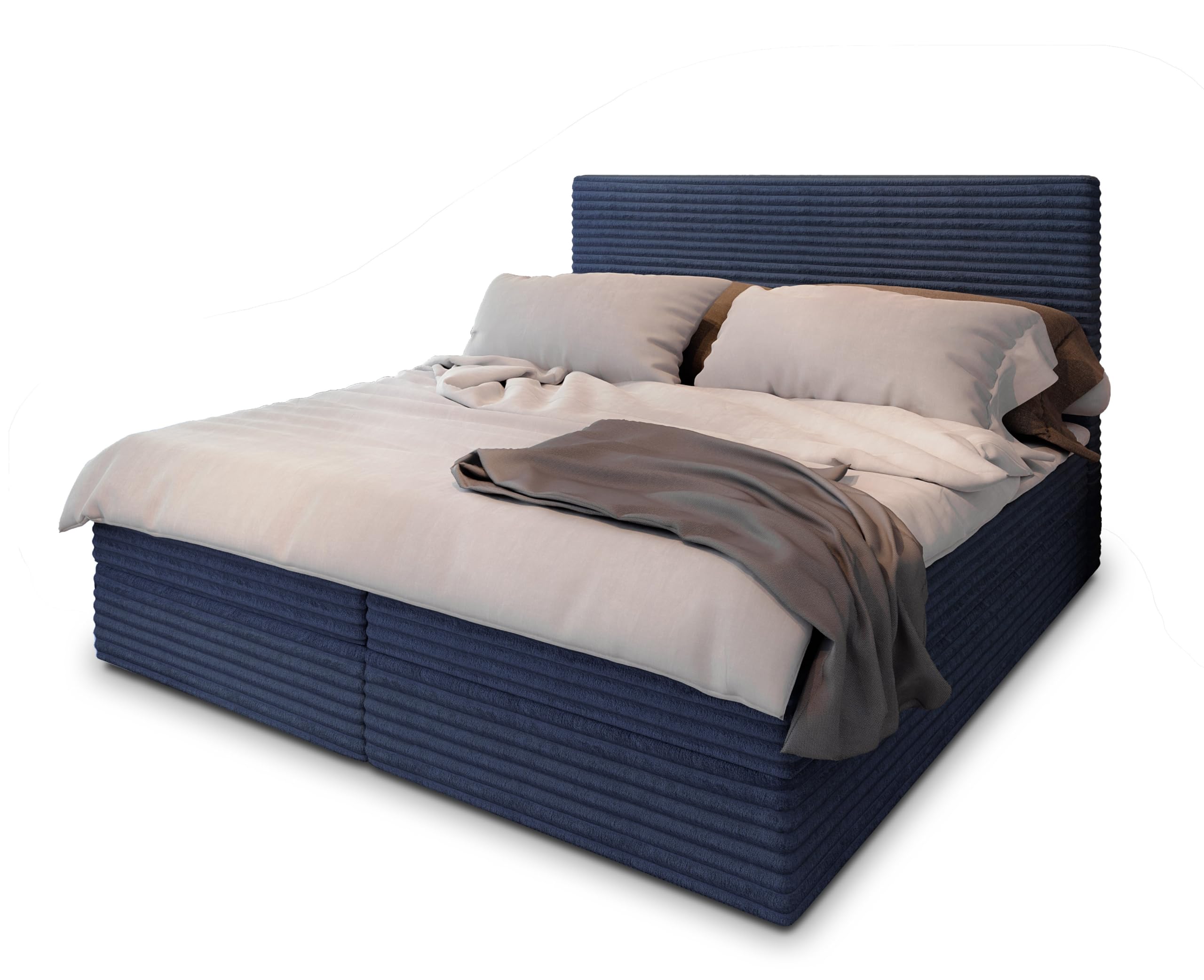 Masseno Boxspringbett PISA Polsterbett Creme mit Matratze & Topper, Bettkasten, gepolstertes Kopfteil TILIA 03