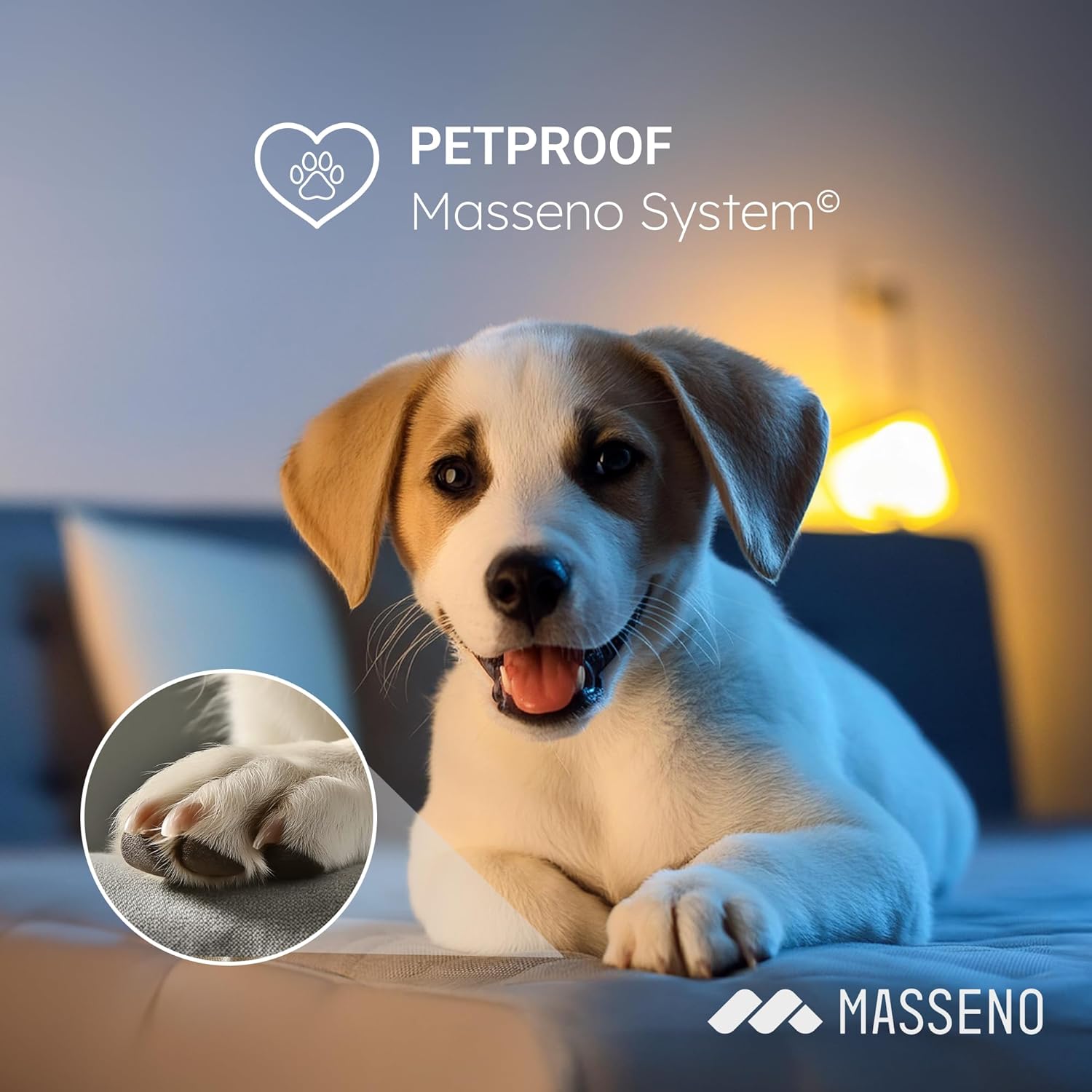 Masseno Boxspringbett PISA Polsterbett Creme mit Matratze & Topper, Bettkasten, gepolstertes Kopfteil TILIA 03