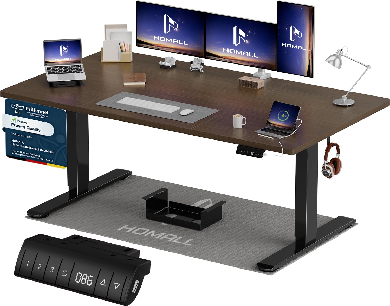 Homall Elektrischer Schreibtisch höhenverstellbar mit USB & Kabelmanagement – Standing Desk mit Memory-Funktion Weiß