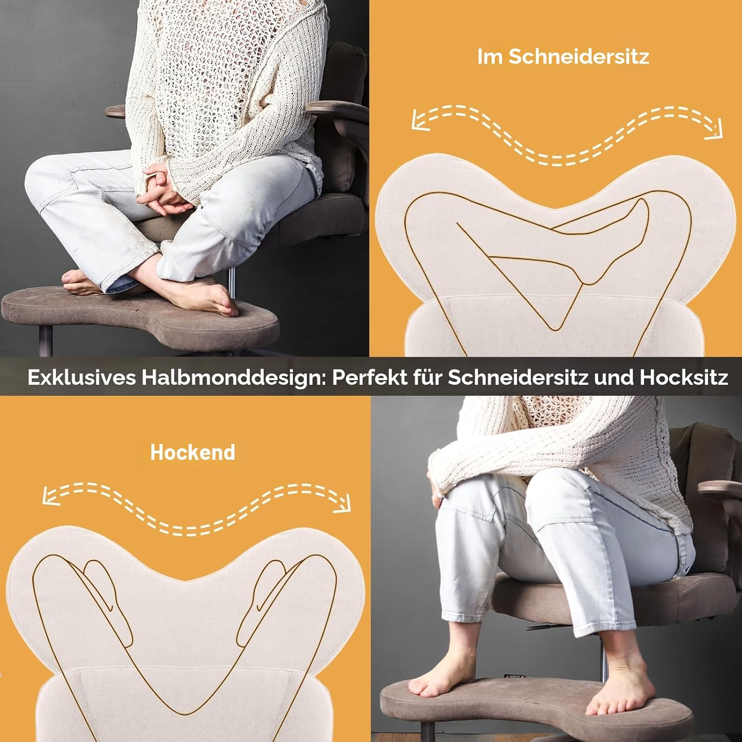 Pipersong ADHS Stuhl ergonomisch mit verstellbaren Armlehnen – Criss Cross Schreibtischstuhl mit Fußstütze & Rollen