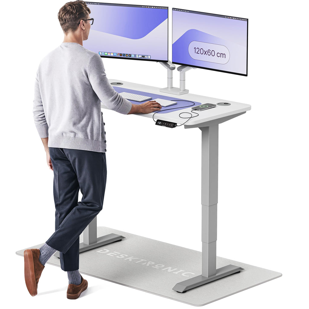 Desktronic HomePro Höhenverstellbarer Schreibtisch Elektrisch – Ergonomischer Steh Sitz Schreibtisch mit Dual Motor, Touchscreen, USB-A & USB-C