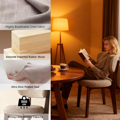 Esszimmerstühle 4er Set aus Holz, Moderne Polsterstuhl Essstühle, Küchenstühle mit Geschwungener Rückenlehne, Esszimmerstühle mit Holzbein für Esszimmer, Küche(Walnussbeine/Khaki)