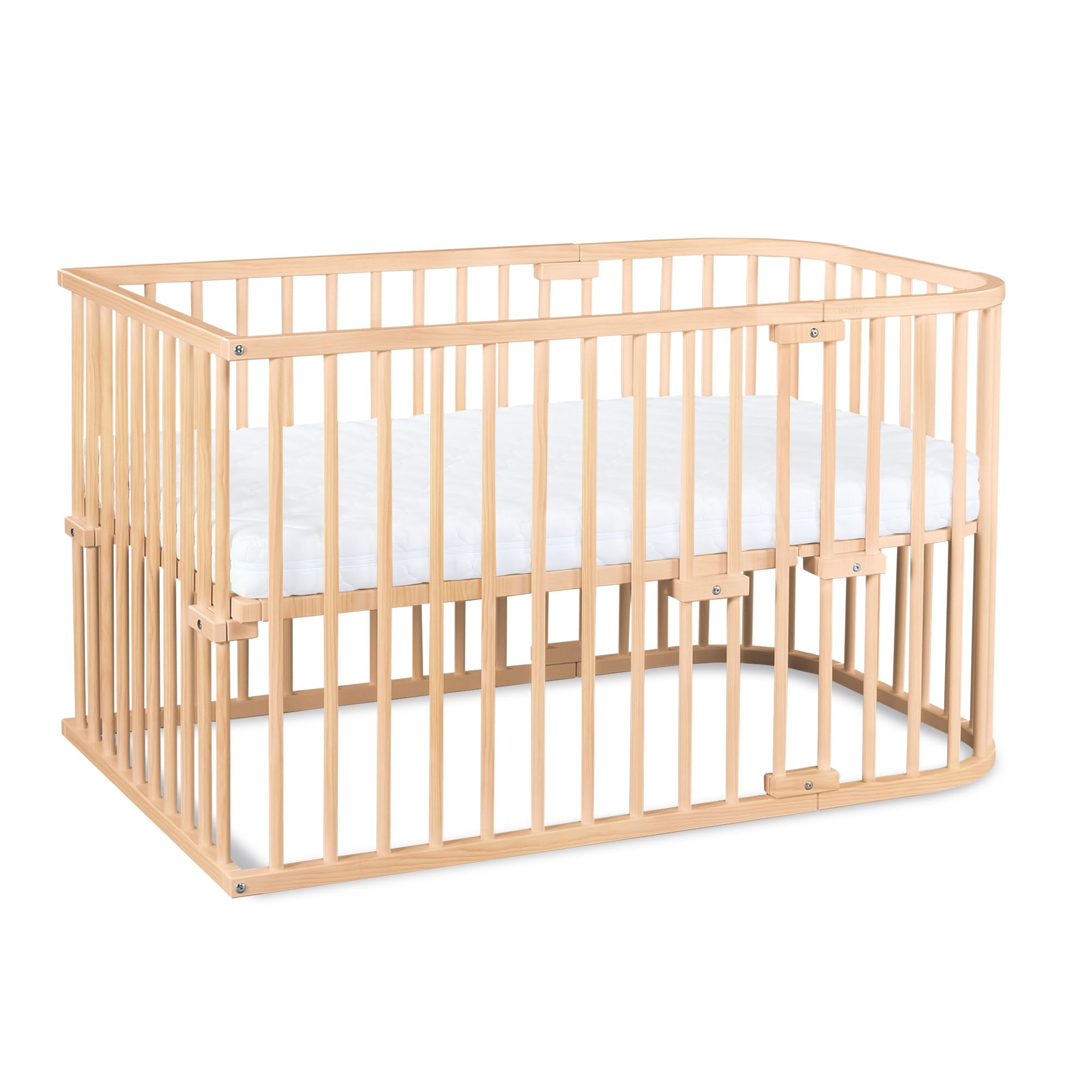 babybay Original Beistellbett aus massivem Buchenholz mit Matratze – Höhenverstellbares mitwachsendes Babybett