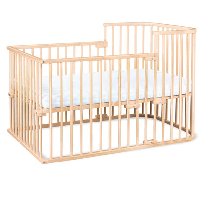babybay Original Beistellbett aus massivem Buchenholz mit Matratze – Höhenverstellbares mitwachsendes Babybett