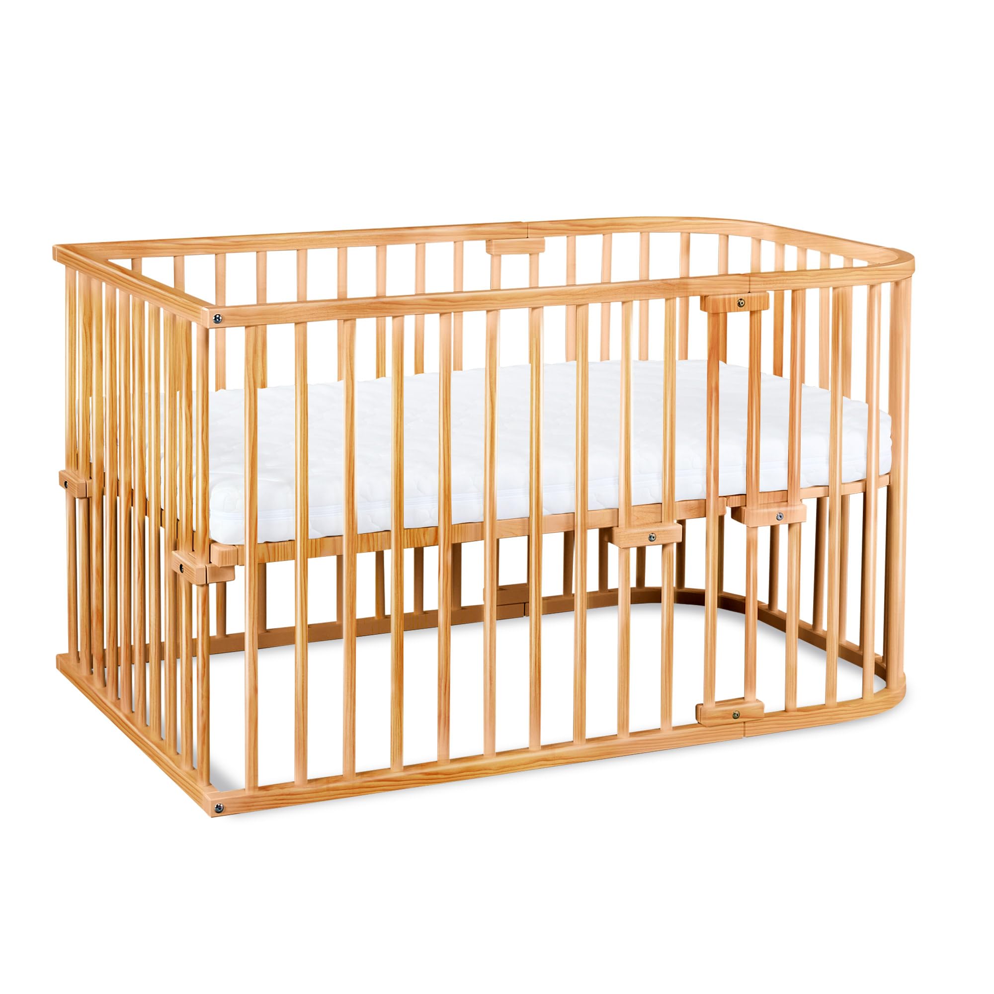 babybay Original Beistellbett aus massivem Buchenholz mit Matratze – Höhenverstellbares mitwachsendes Babybett