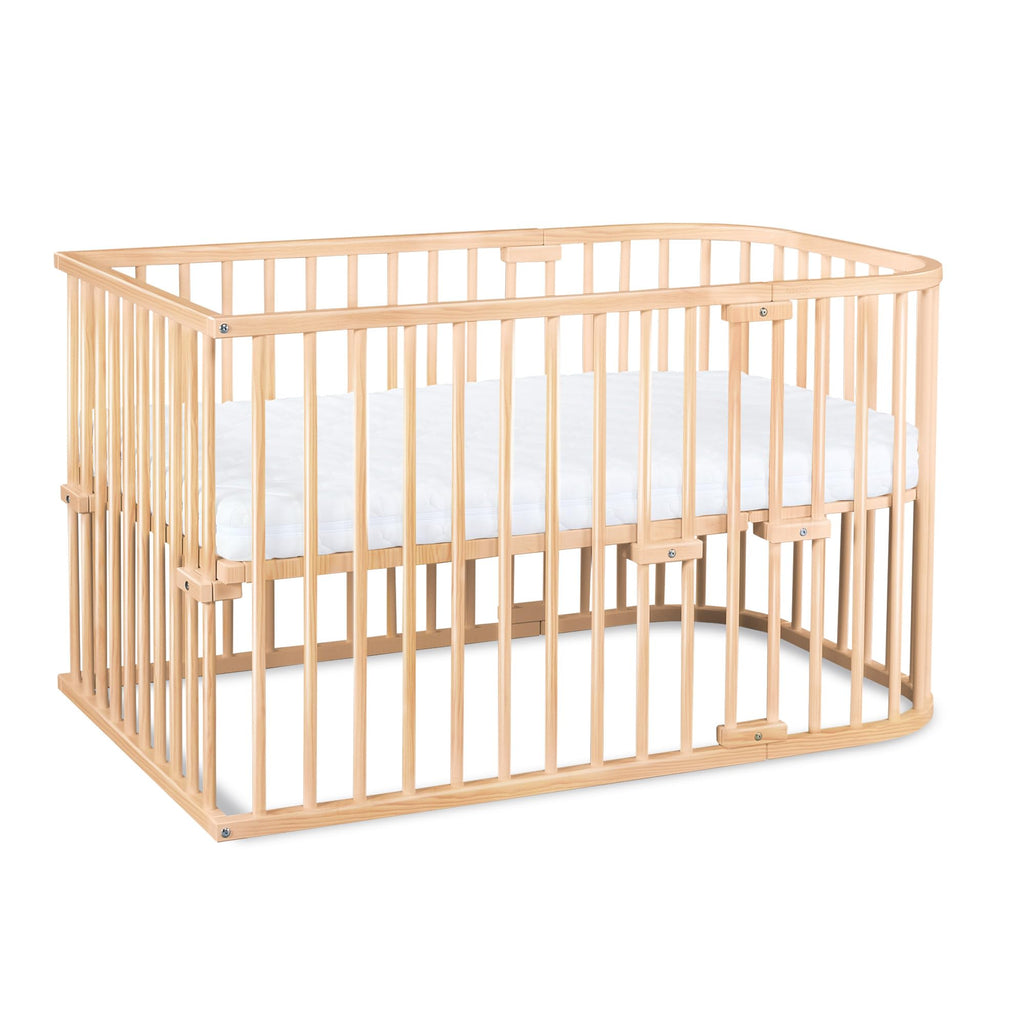 babybay Original Beistellbett aus massivem Buchenholz mit Matratze – Höhenverstellbares mitwachsendes Babybett