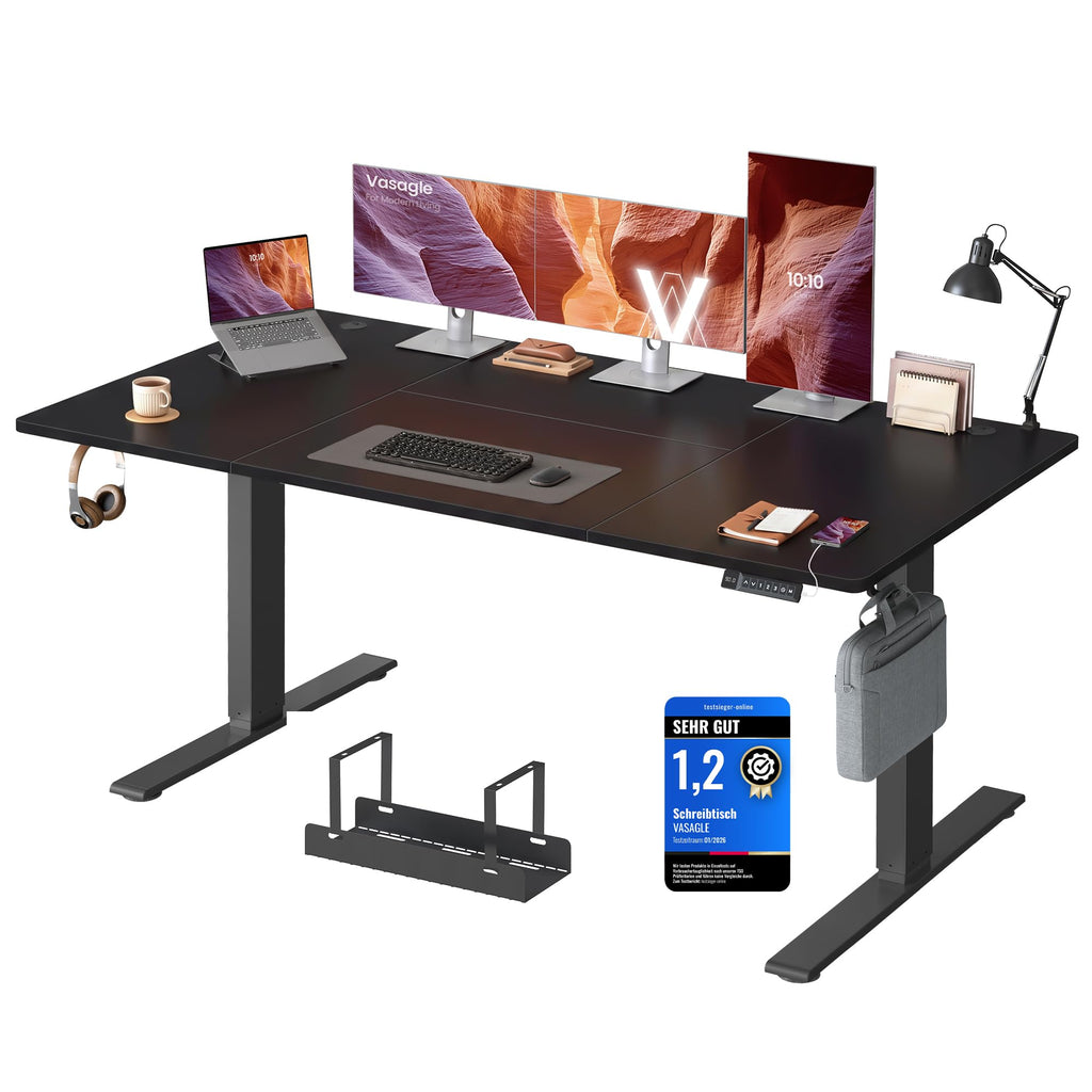 VASAGLE Höhenverstellbarer Schreibtisch, 160 x 80 cm, USB-C-Anschluss