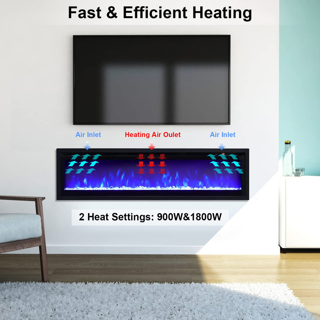 INMOZATA Electric Fire Wall Mounted/Recessed/Freestanding