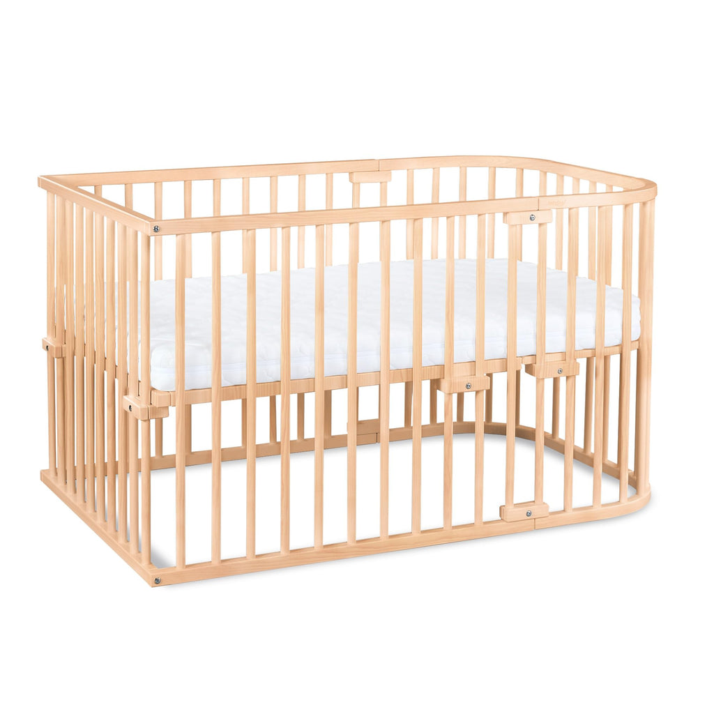 babybay Original Beistellbett aus massivem Buchenholz mit Matratze – Höhenverstellbares mitwachsendes Babybett