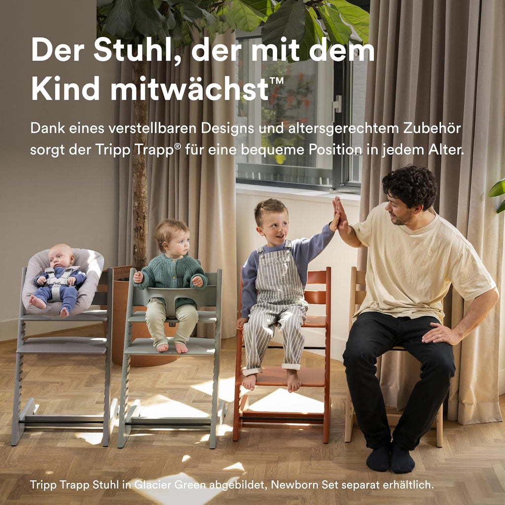 Stokke Tripp Trapp Hochstuhl White mit Baby Set2, Buchenholz, verstellbar 57x46x83 cm