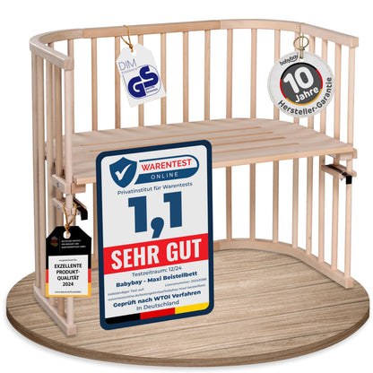 babybay Original Beistellbett aus massivem Buchenholz mit Matratze – Höhenverstellbares mitwachsendes Babybett