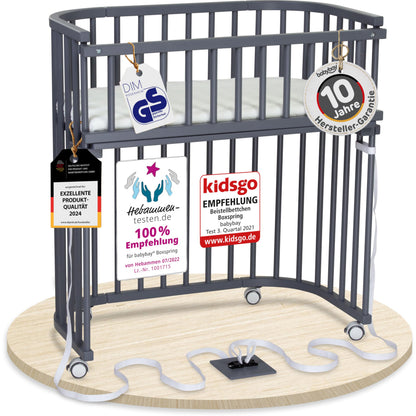 babybay Original Beistellbett aus massivem Buchenholz mit Matratze – Höhenverstellbares mitwachsendes Babybett