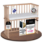 babybay Original Beistellbett aus massivem Buchenholz mit Matratze, höhenverstellbares Babybett für Neugeborene