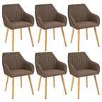 Armlehnenstuhl Esszimmerstuhl 4er Set Beige Holzbeine Polsterstuhl mit Armlehne Stühle Esszimmer Küchenstuhl Wohnzimmerstuhl aus Polyester