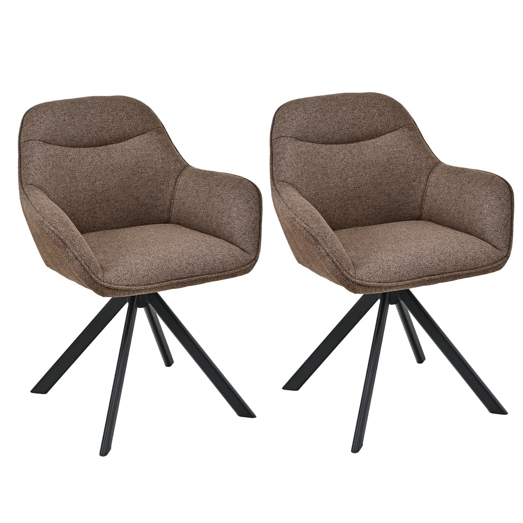 6er Set Esszimmerstühle Drehbar mit Armlehne, 360° Drehstuhl Polsterstuhl Samt Modern Küchenstuhl mit Metallbeine für Esszimmer, Wohnzimmer, Büro, Dunkelgrau