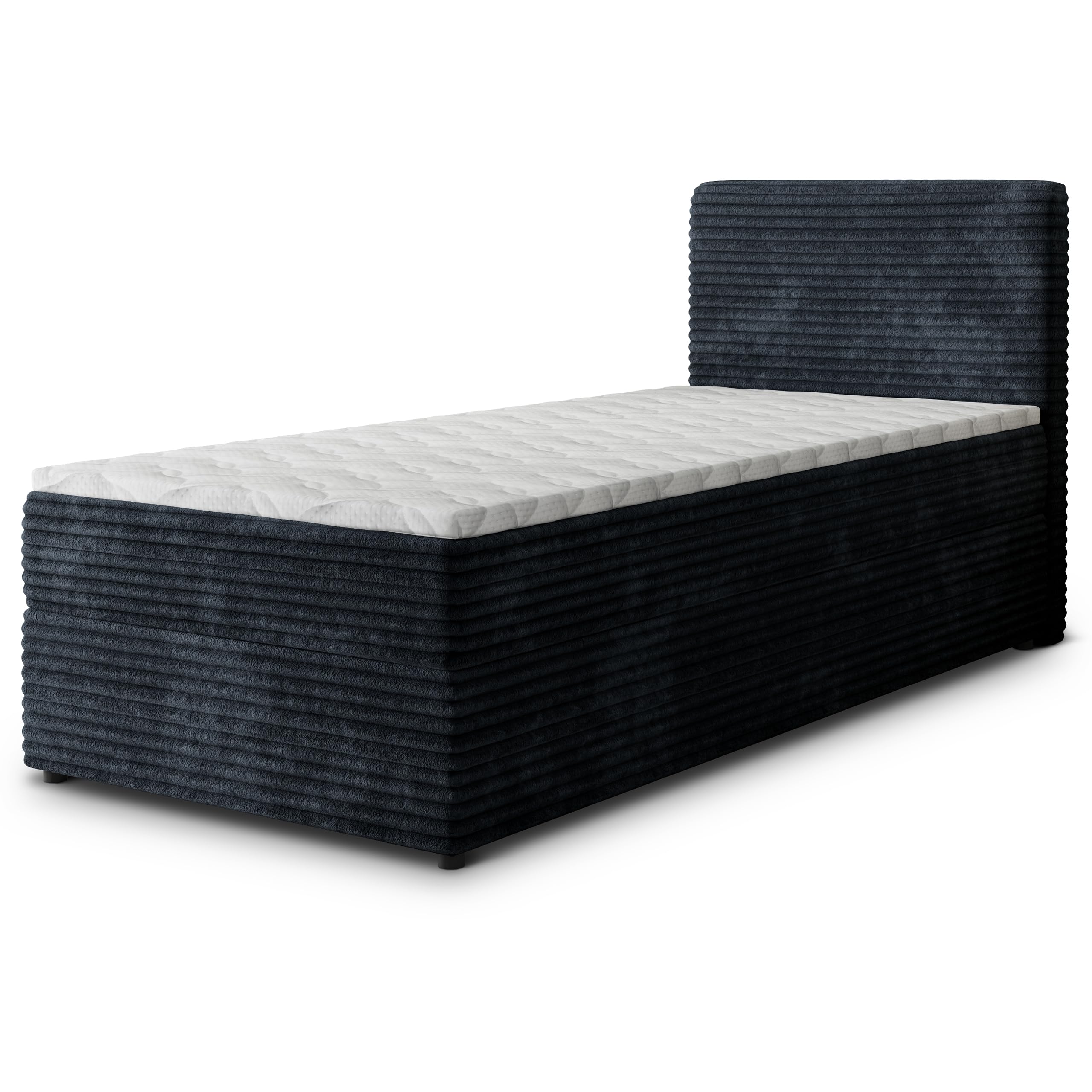 Masseno Boxspringbett PISA Polsterbett Creme mit Matratze & Topper, Bettkasten, gepolstertes Kopfteil TILIA 03