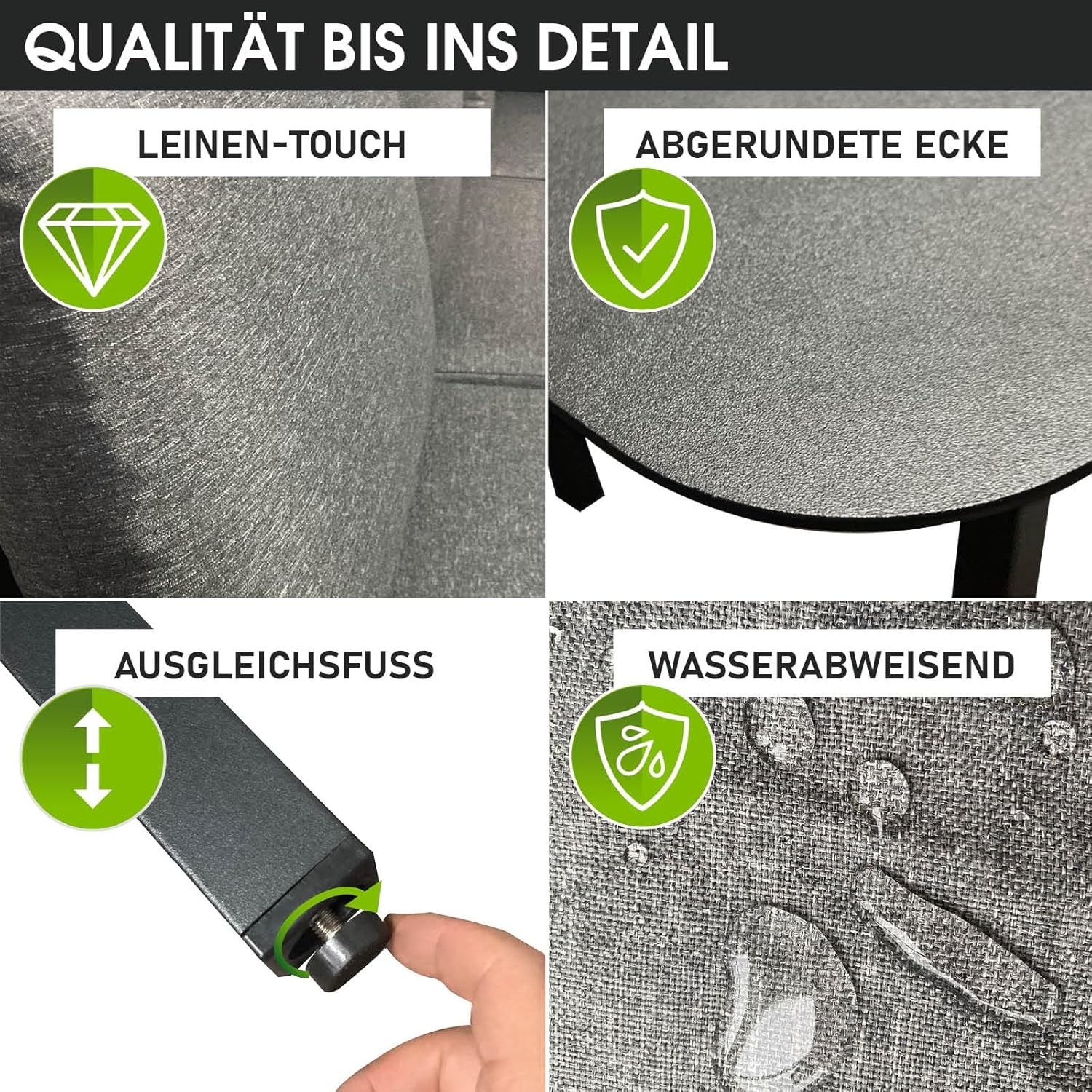 BRAST Gartenmöbel Lounge Set Madrid Hellgrau für bis zu 11 Personen, Wetterfeste Outdoor Sitzgruppe mit Tisch & Hocker