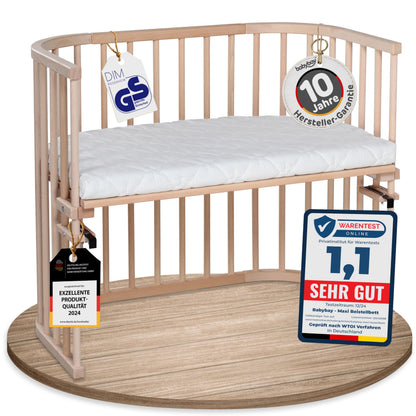 babybay Original Beistellbett aus massivem Buchenholz mit Matratze – Höhenverstellbares mitwachsendes Babybett