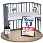 babybay Original Beistellbett aus massivem Buchenholz mit Matratze, höhenverstellbares Babybett für Neugeborene