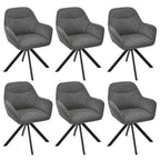 6er Set Esszimmerstühle Drehbar mit Armlehne, 360° Drehstuhl Polsterstuhl Samt Modern Küchenstuhl mit Metallbeine für Esszimmer, Wohnzimmer, Büro, Dunkelgrau