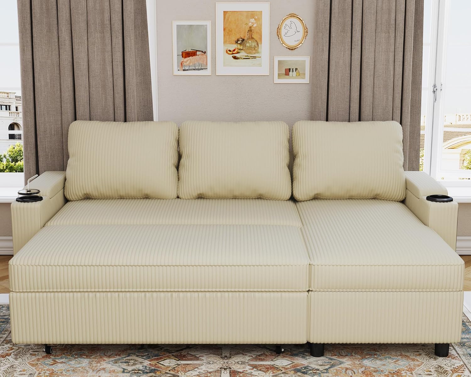 Devoko Ecksofa mit Schlaffunktion L-Form Schlafsofa mit Bettkasten Velours 3-Sitzer