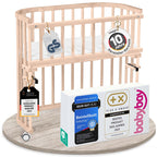 babybay Original Beistellbett aus massivem Buchenholz mit Matratze, höhenverstellbares Babybett für Neugeborene