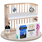 babybay Original Beistellbett aus massivem Buchenholz mit Matratze, höhenverstellbares Babybett für Neugeborene
