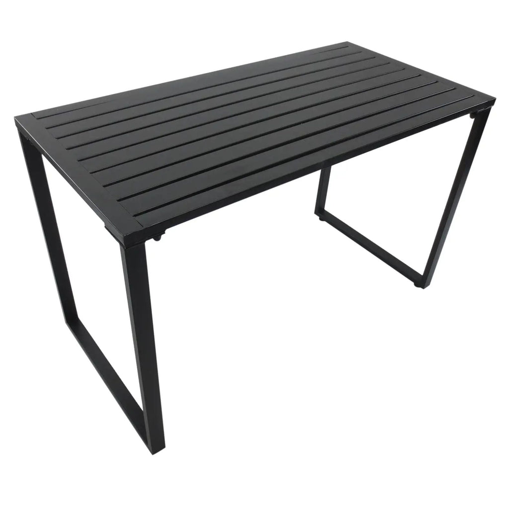 Modernes Gartenset aus Metall – Tisch und 2 Bänke – Schwarz – 4 Personen
