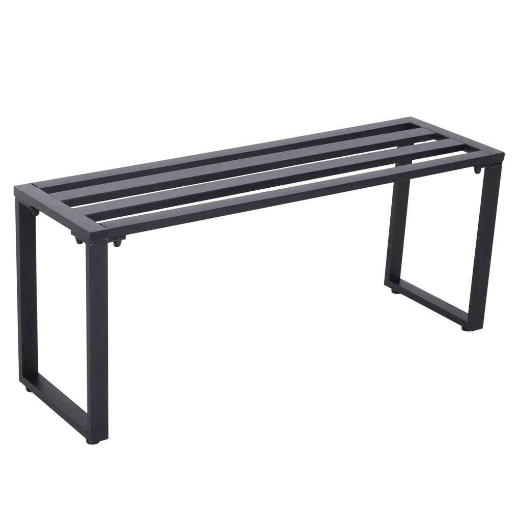 Modernes Gartenset aus Metall – Tisch und 2 Bänke – Schwarz – 4 Personen