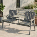 Gartenbank aus Massivholz mit integriertem Tisch – 2-Sitzer – 152 cm – Grau