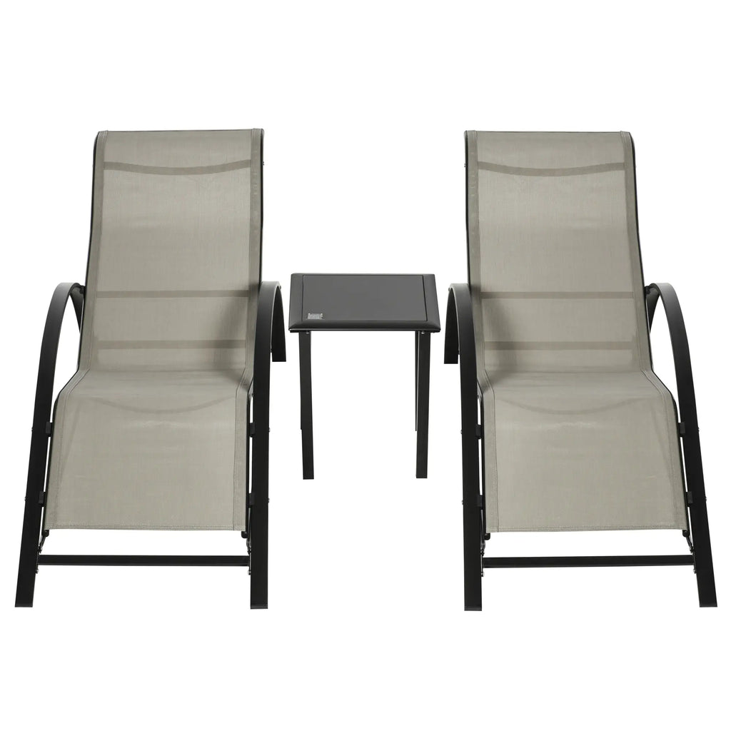Elegantes 3-teiliges Lounge-Set – 2 ergonomische S-förmige Sonnenliegen mit Beistelltisch
