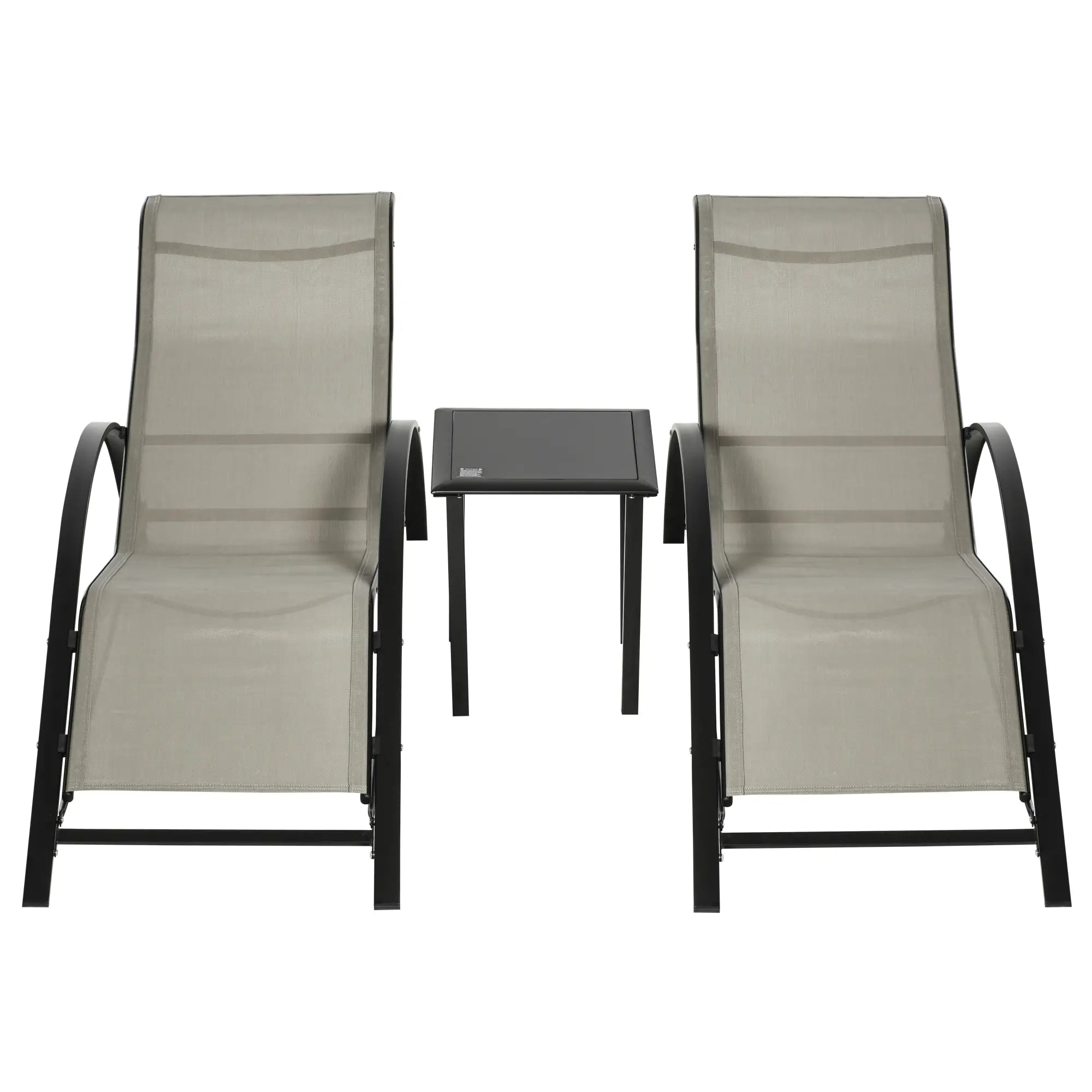 Elegantes 3-teiliges Lounge-Set – 2 ergonomische S-förmige Sonnenliegen mit Beistelltisch