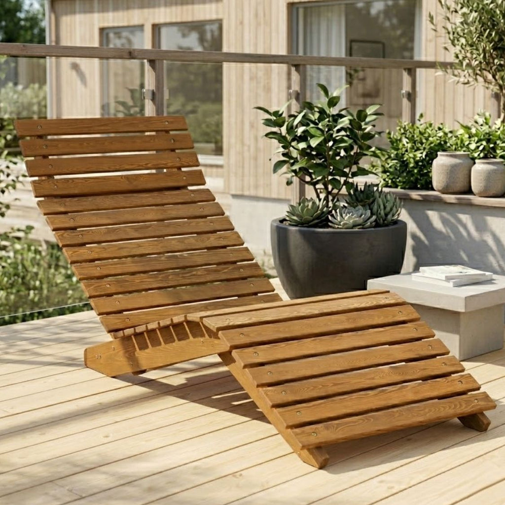 Ergonomischer Liegestuhl aus massivem Lärchenholz – S-förmiges Design für optimalen Komfort