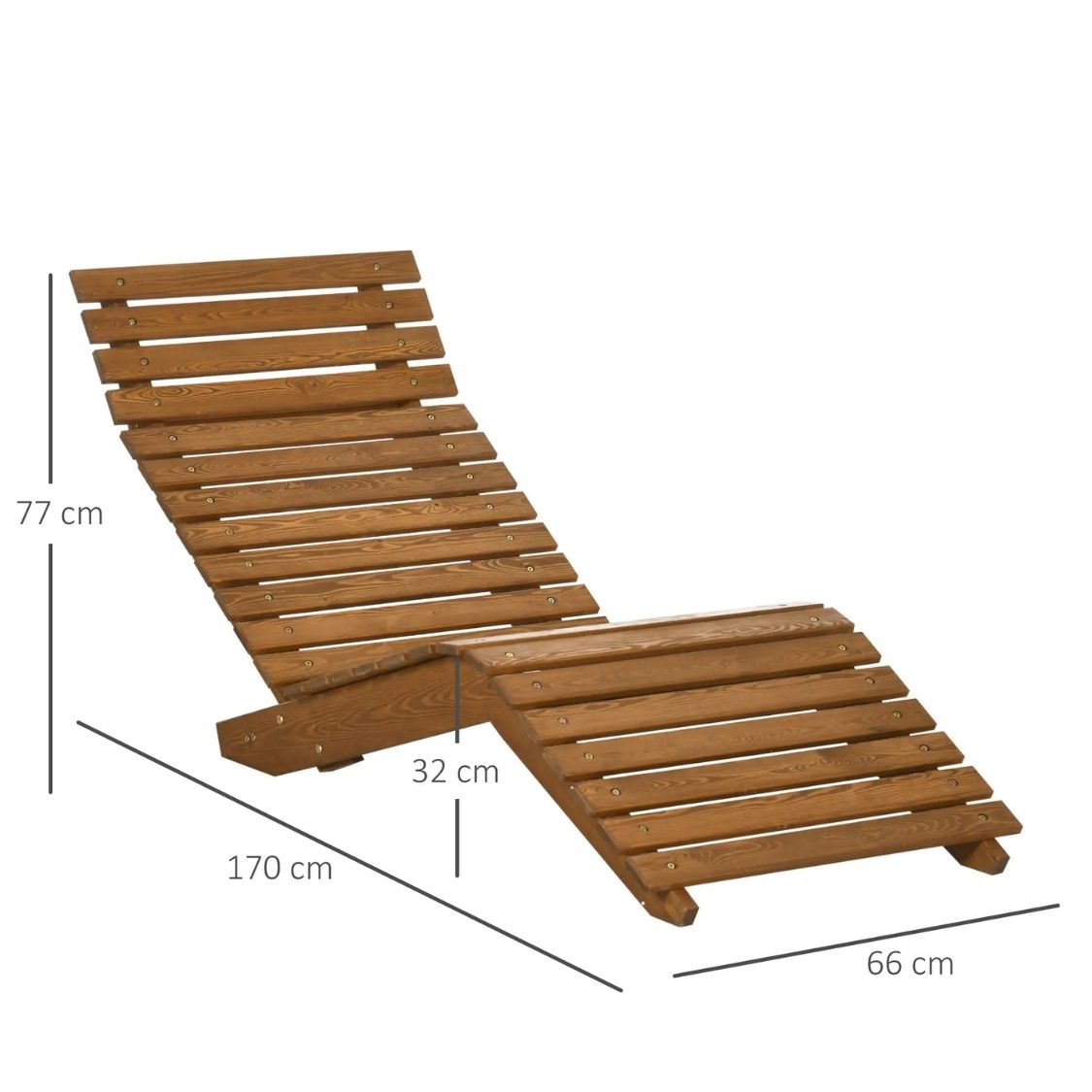 Ergonomischer Liegestuhl aus massivem Lärchenholz – S-förmiges Design für optimalen Komfort