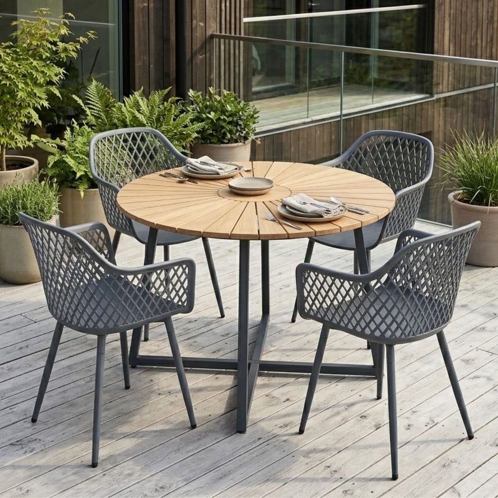Elegante Gartenstühle im Modernen Design – 4er-Set – Grau