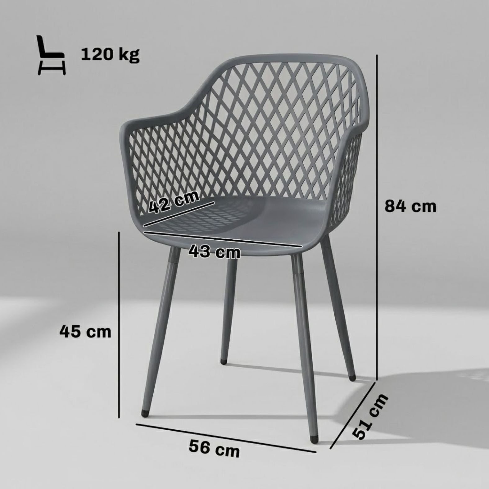 Elegante Gartenstühle im Modernen Design – 4er-Set – Grau