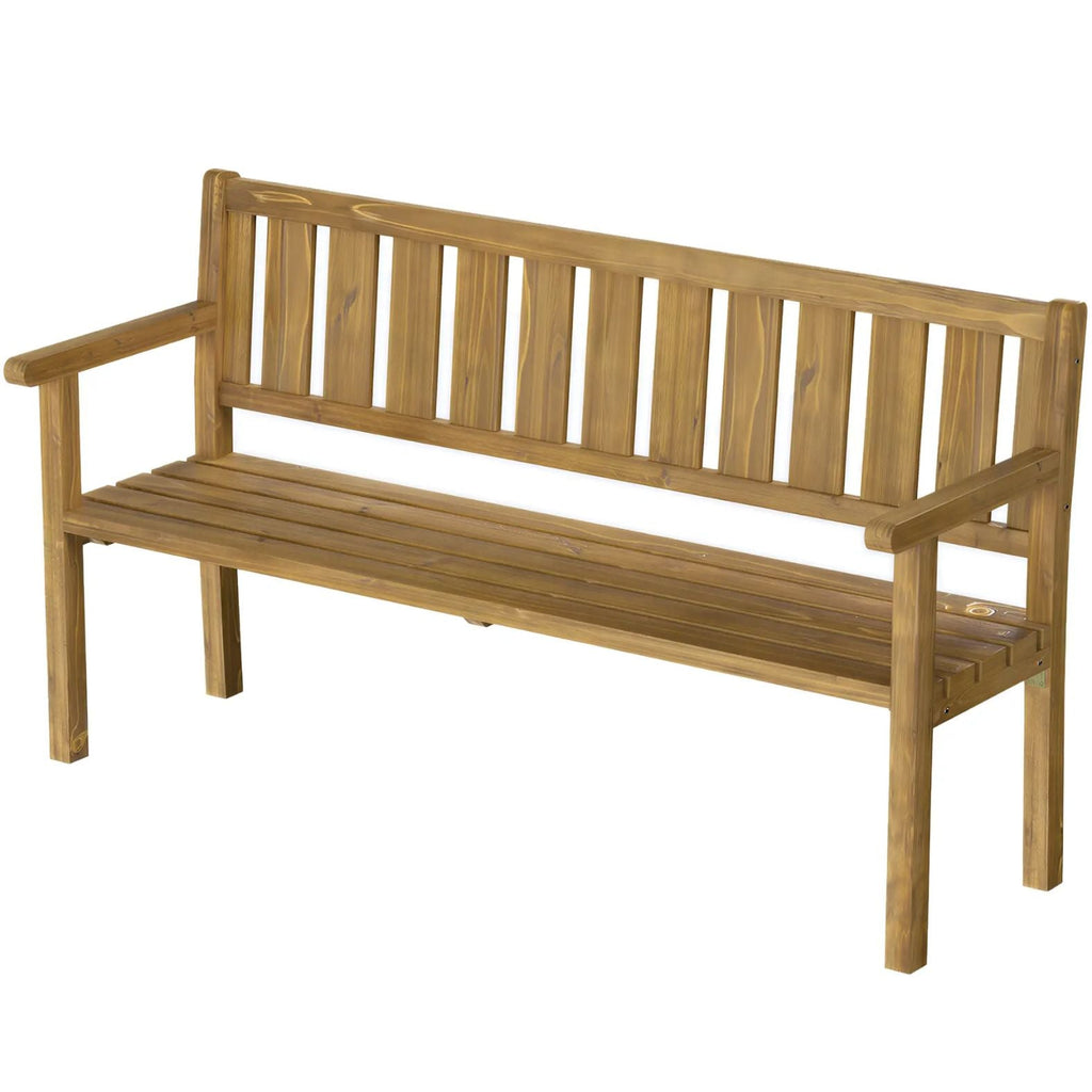 Stabile Gartenbank aus Massivem Tannenholz für 3 Personen – Wetterfeste Parkbank mit Armlehnen – 167 cm