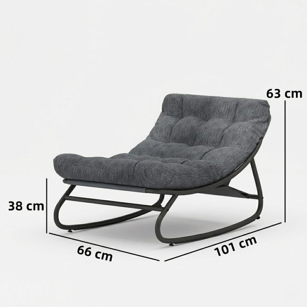 Luxuriöser Schaukelstuhl mit Extra Dickem Kissen – Ergonomischer Komfort & Sanfte Schaukelfunktion – Für Innen- & Außenbereich – 101 cm