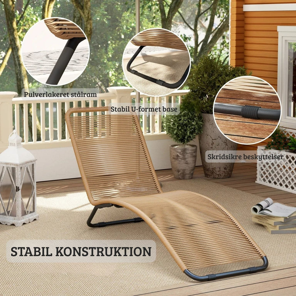Ergonomische Sonnenliege aus naturfarbenem Polyrattan – Stilvolles S-förmiges Design