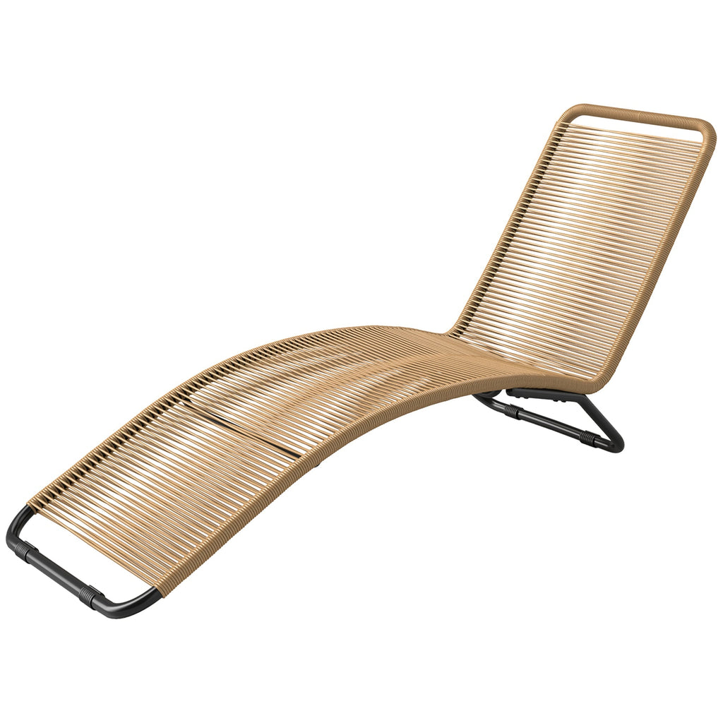 Ergonomische Sonnenliege aus naturfarbenem Polyrattan – Stilvolles S-förmiges Design