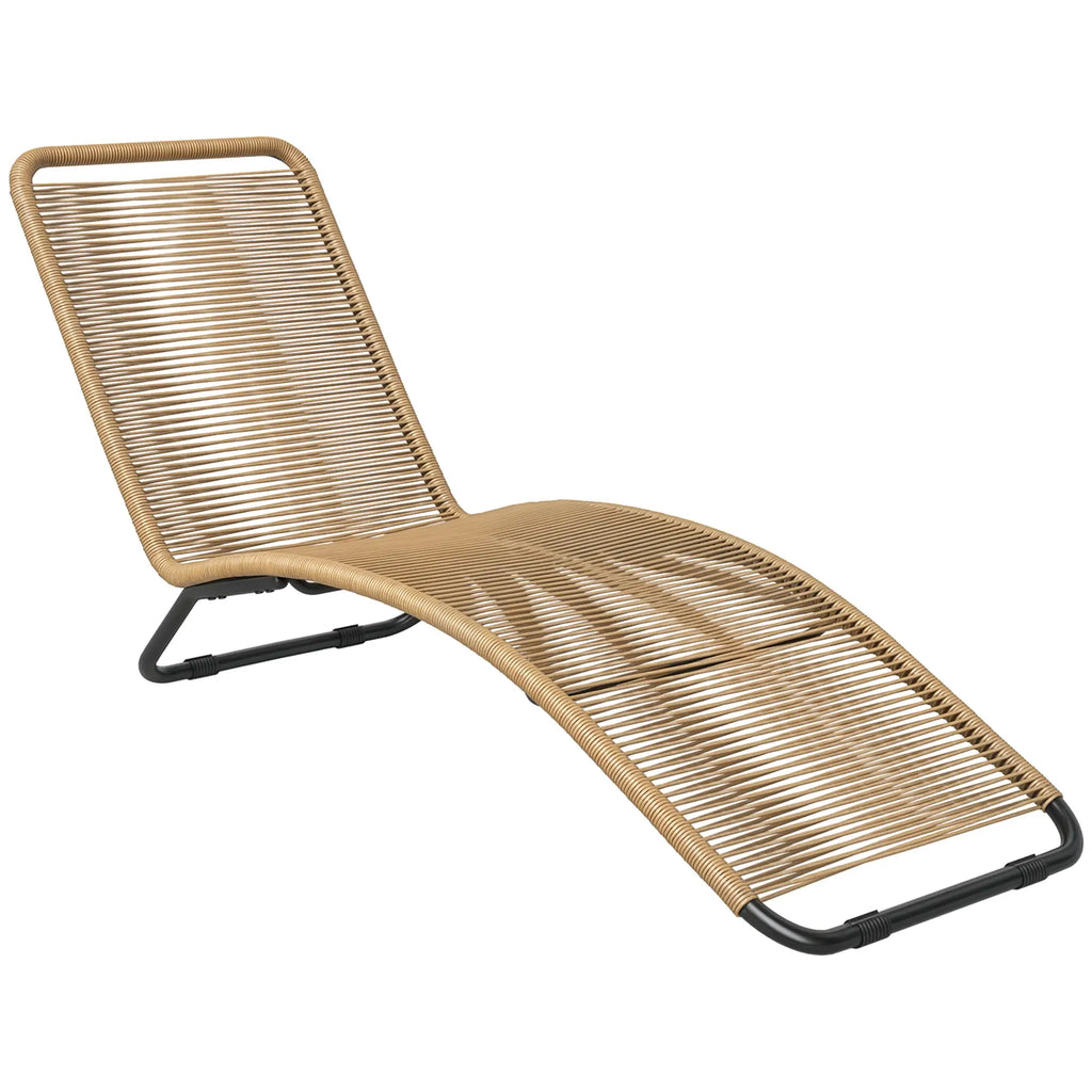 Ergonomische Sonnenliege aus naturfarbenem Polyrattan – Stilvolles S-förmiges Design